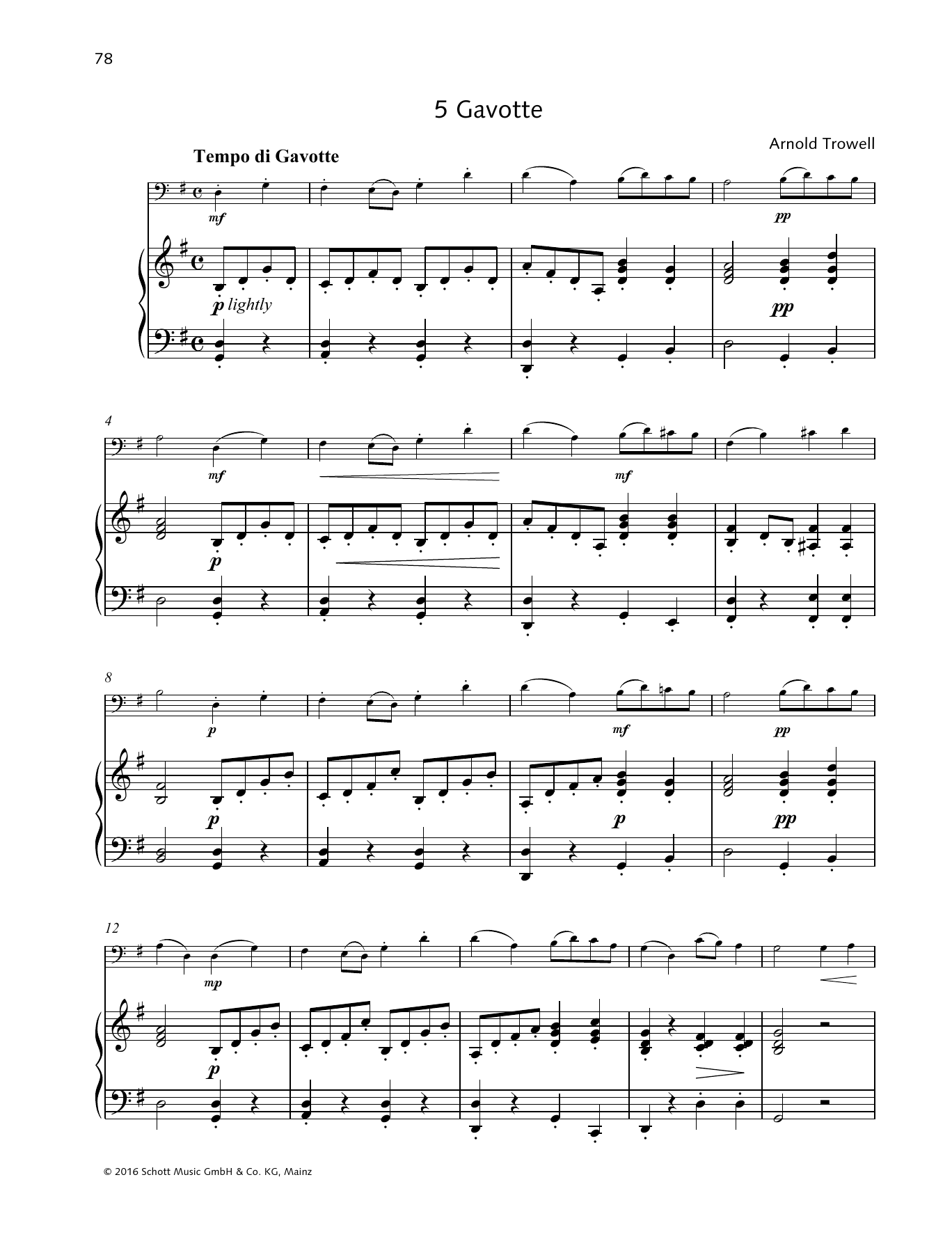 Arnold Trowell Gavotte Sheet Music