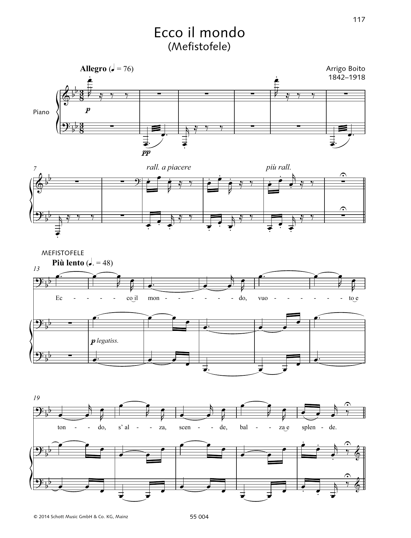 Arrigo Boito Ecco il mondo Sheet Music
