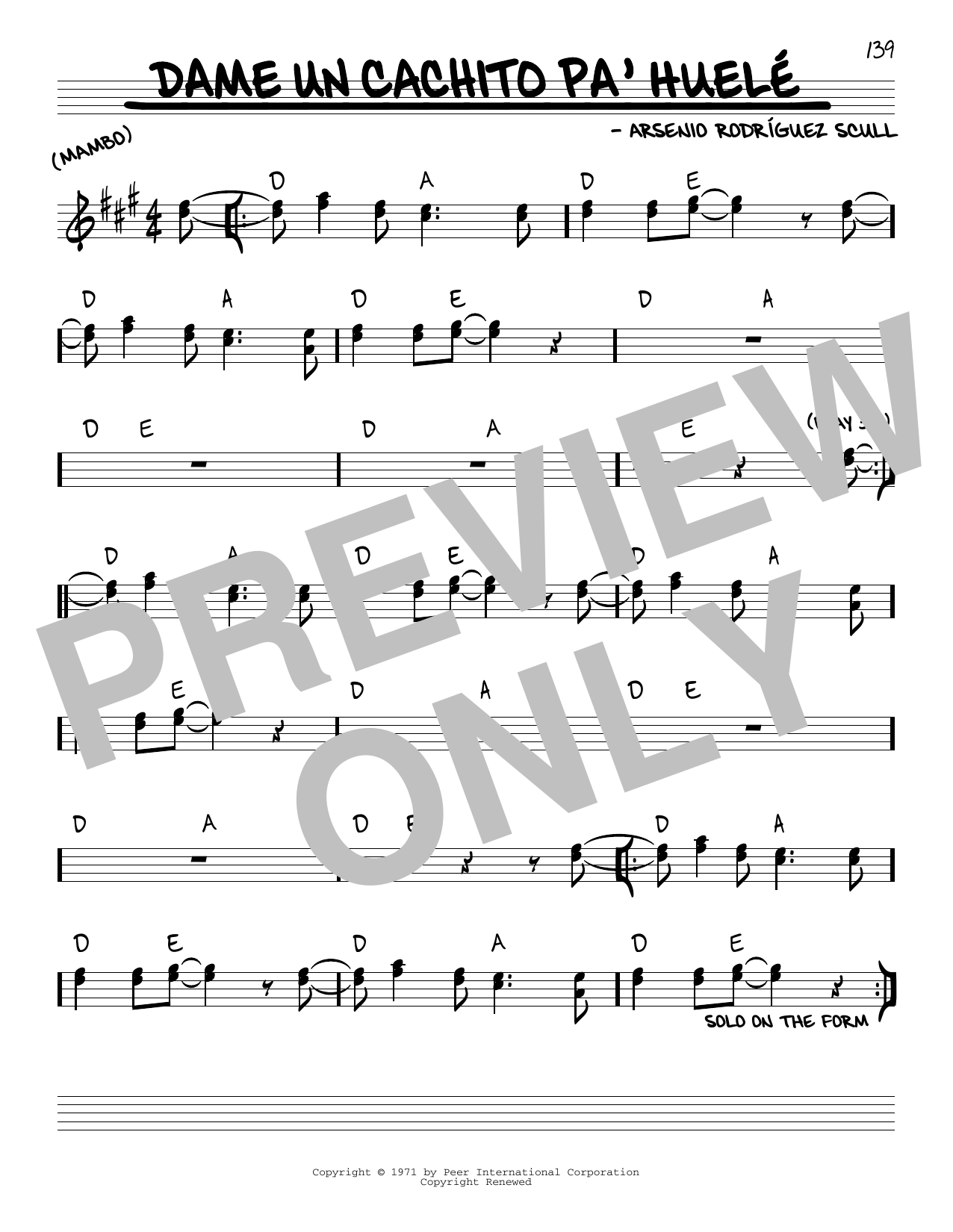 Arsenio Rodriguez Scull Dame un cachito pa'huele Sheet Music