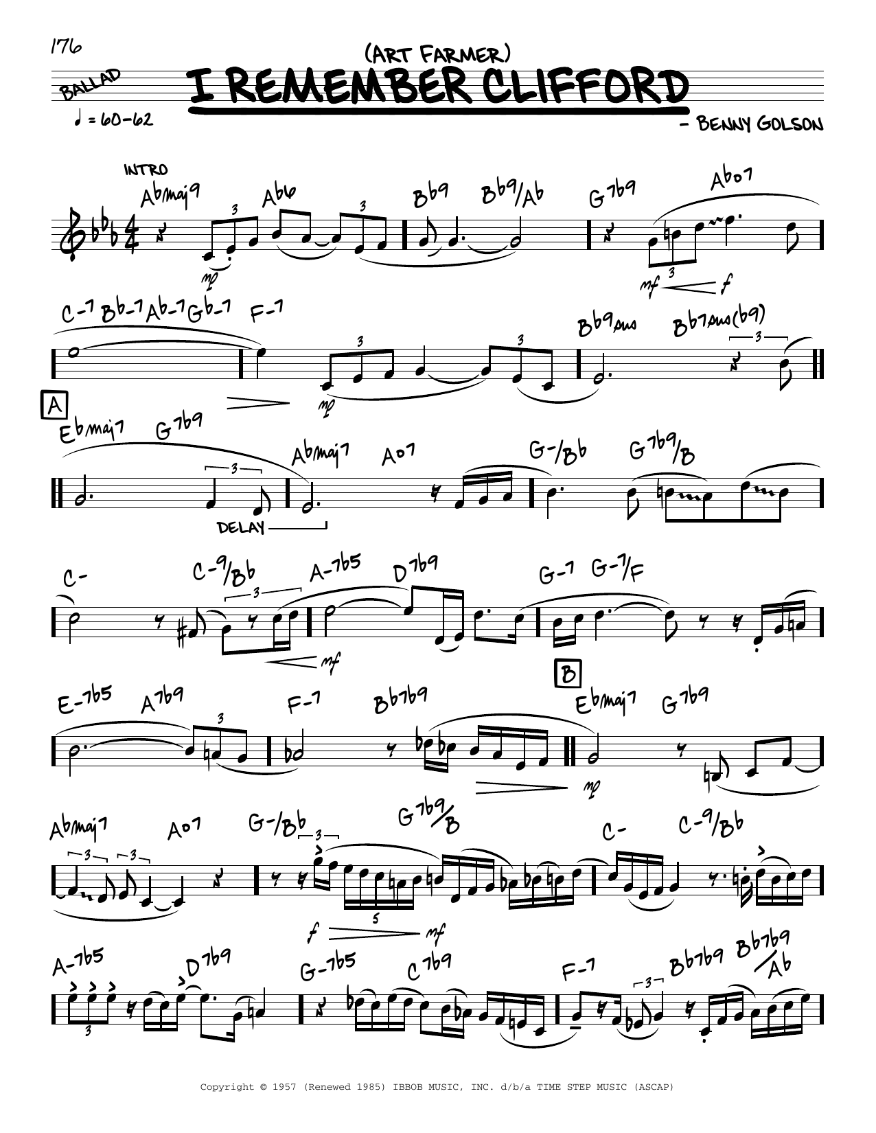 Art Farmer I Remember Clifford (solo only) Sheet Music