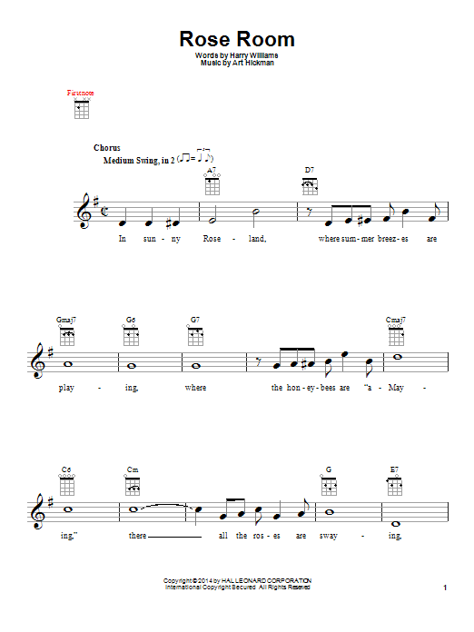 Art Hickman Rose Room Sheet Music