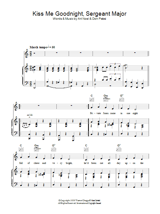 Art Noel Kiss Me Goodnight, Sergeant Major Sheet Music