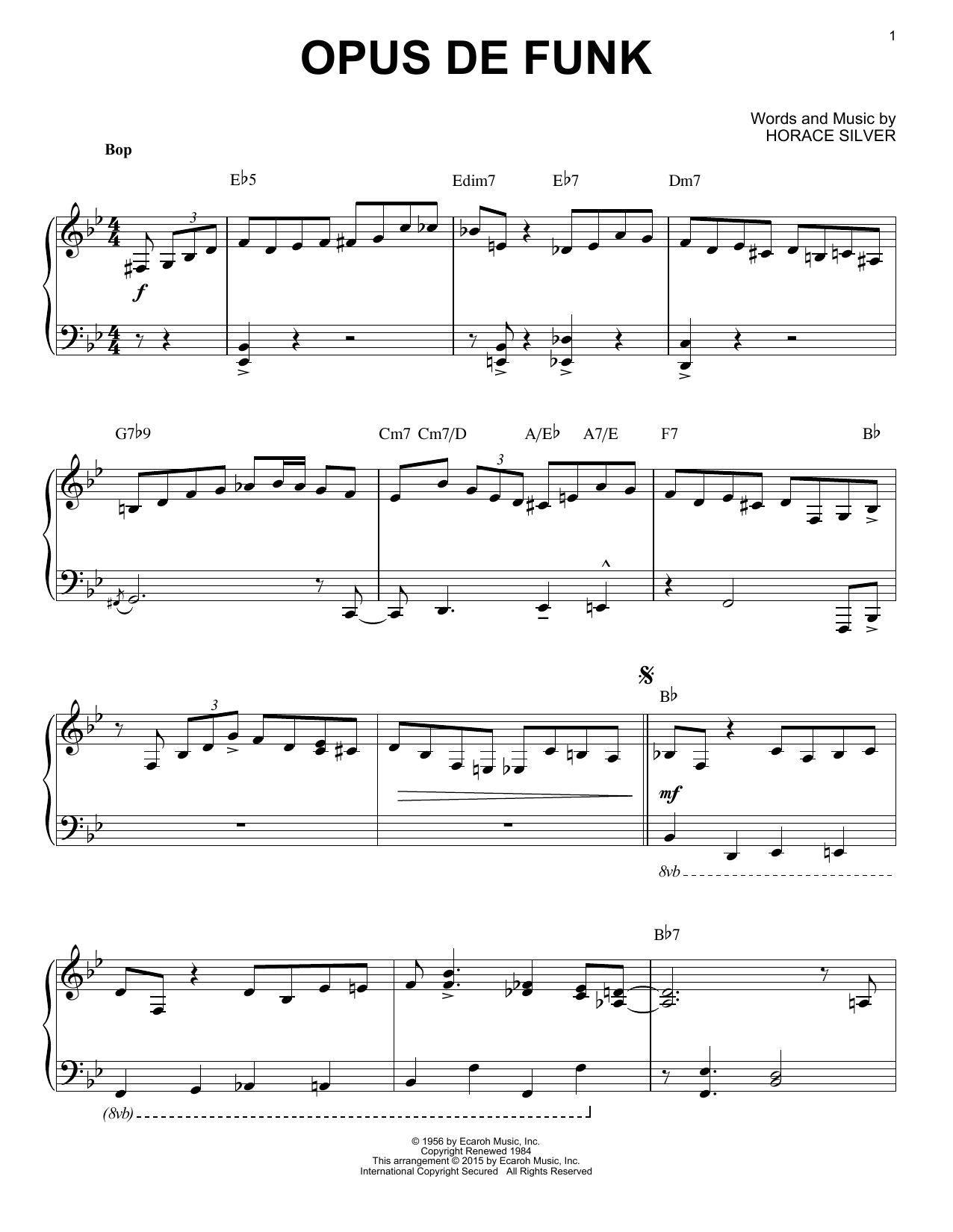 Art Pepper Opus De Funk (arr. Brent Edstrom) Sheet Music
