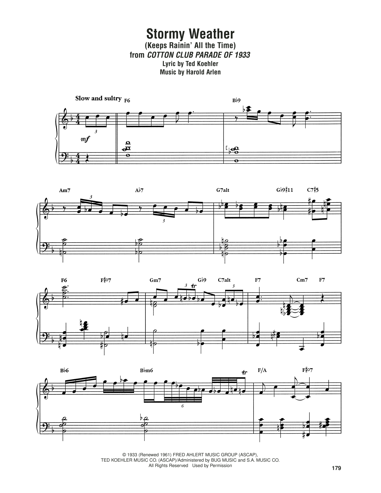 Art Tatum Stormy Weather (Keeps Rainin' All The Time) Sheet Music