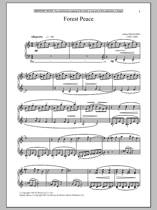 Arthur Benjamin Forest Peace Sheet Music