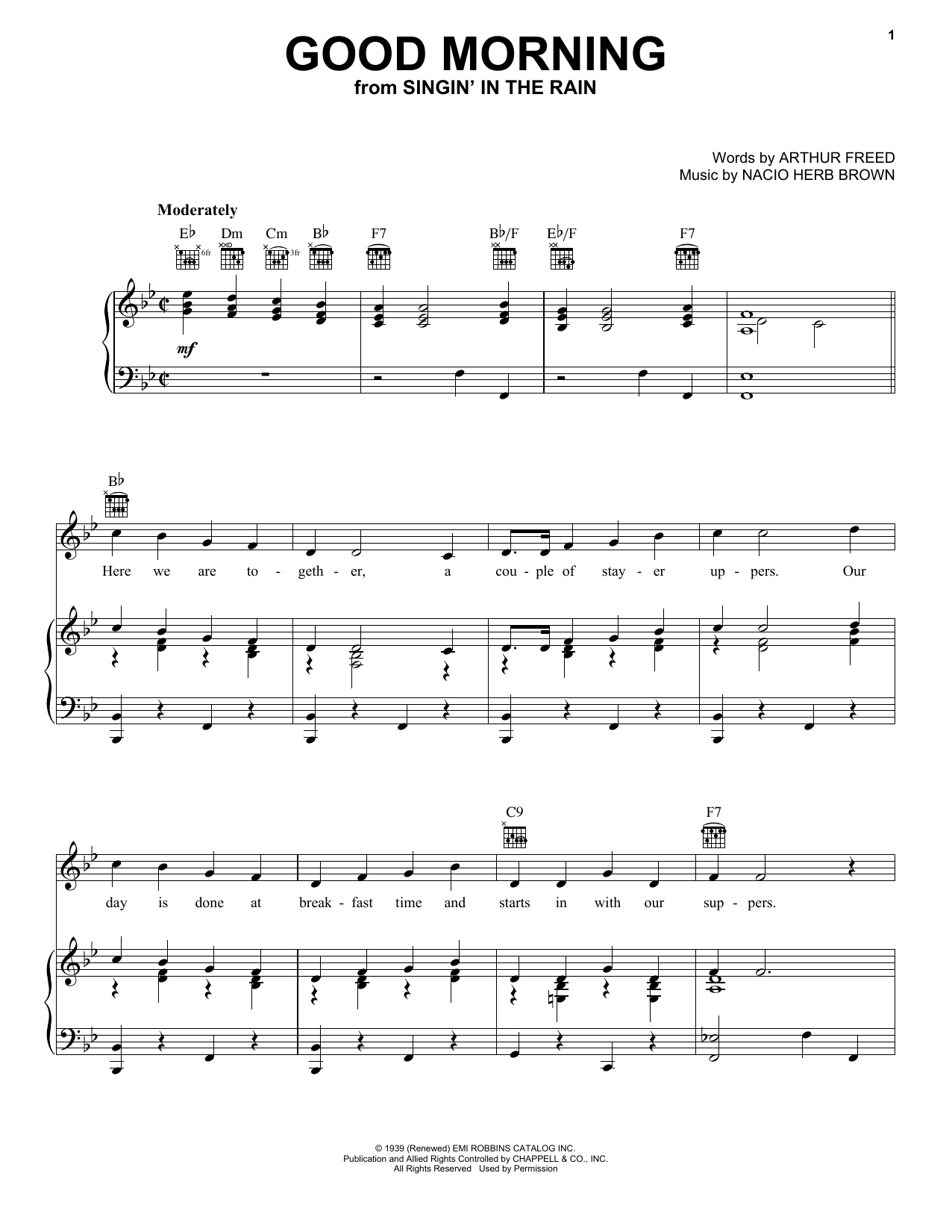 Arthur Freed Good Morning Sheet Music