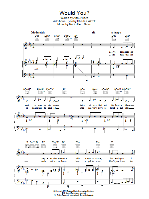 Arthur Freed Would You? Sheet Music