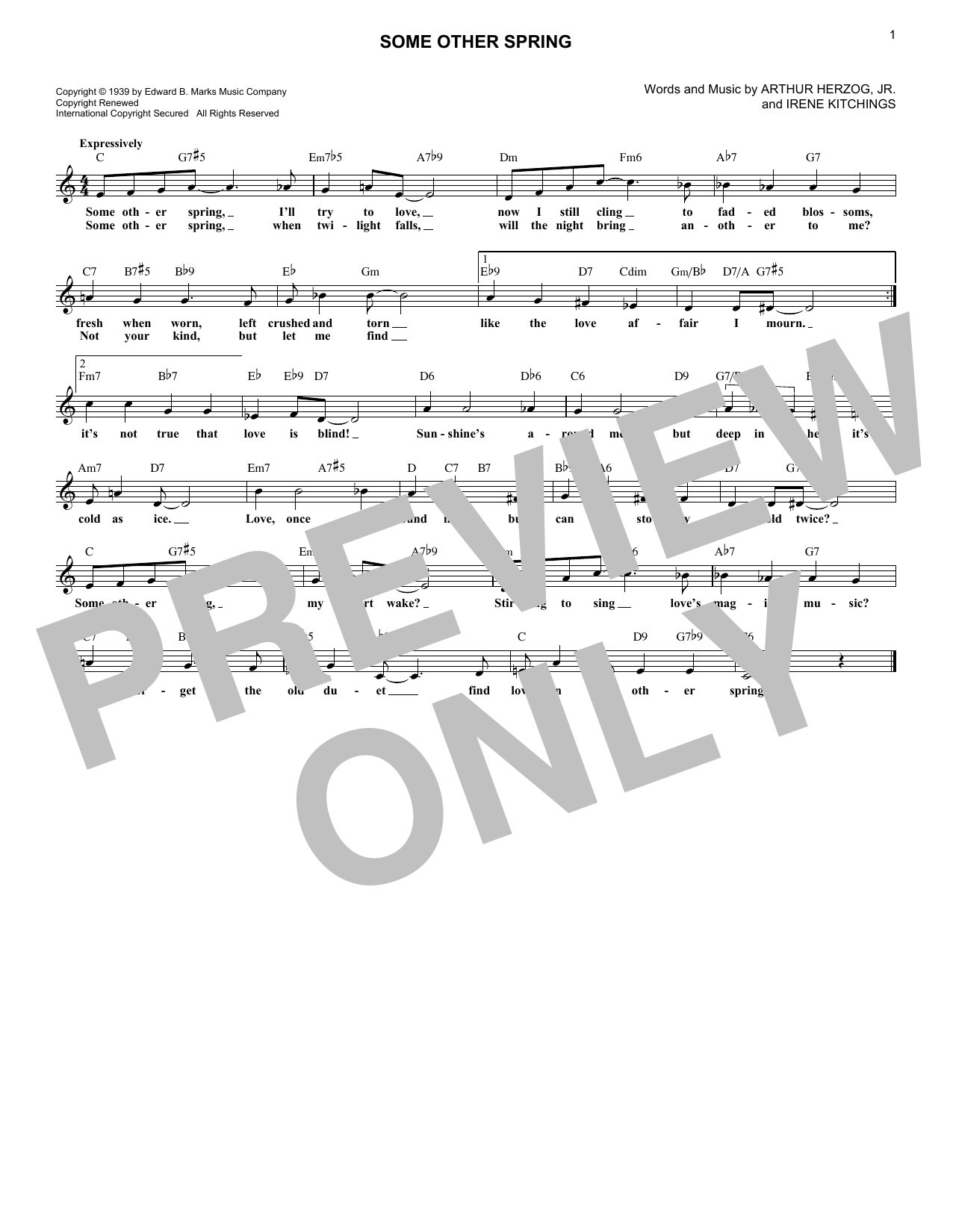 Arthur Herzog Jr. and Irene Kitchings Some Other Spring Sheet Music