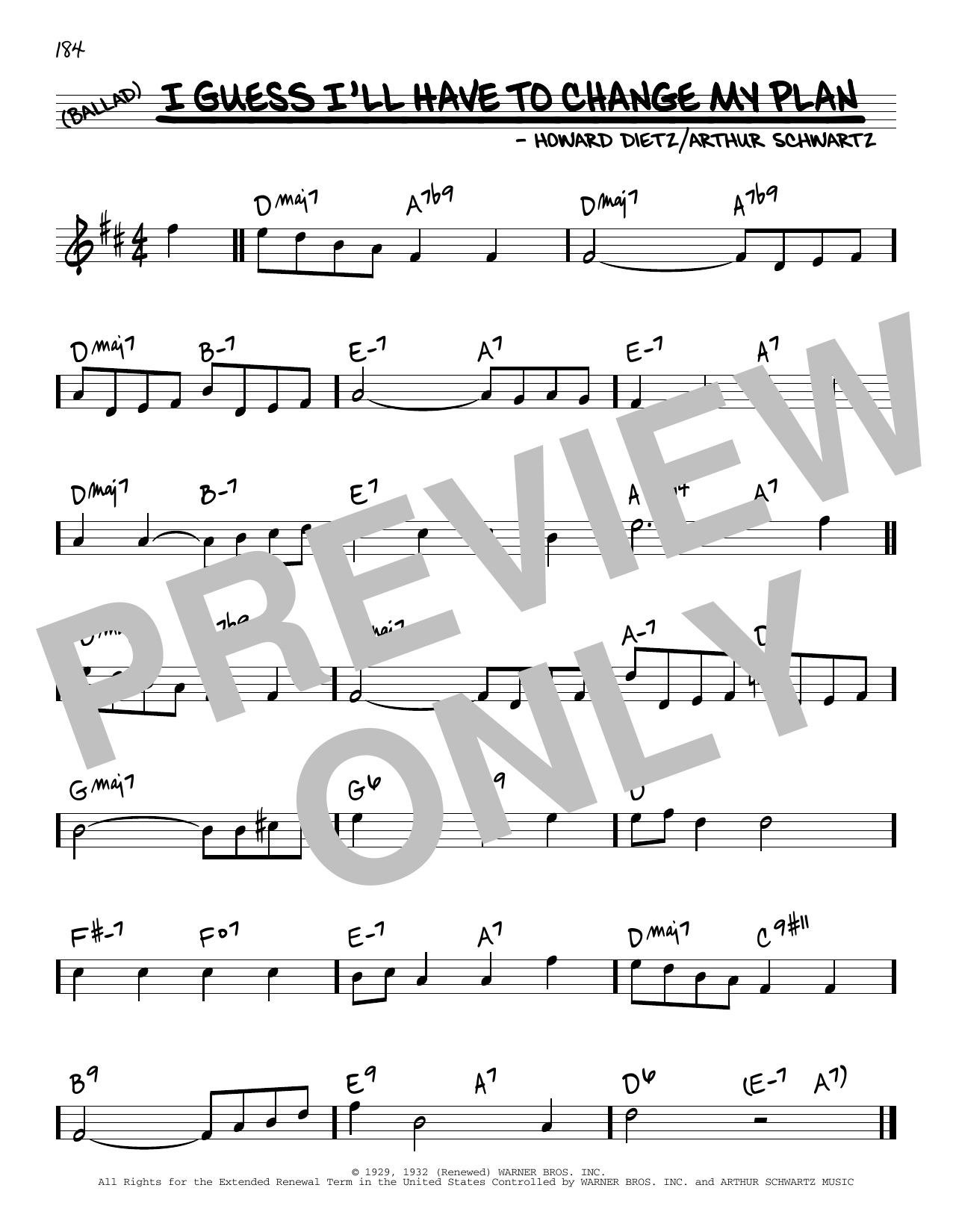Arthur Schwartz I Guess I'll Have To Change My Plan Sheet Music
