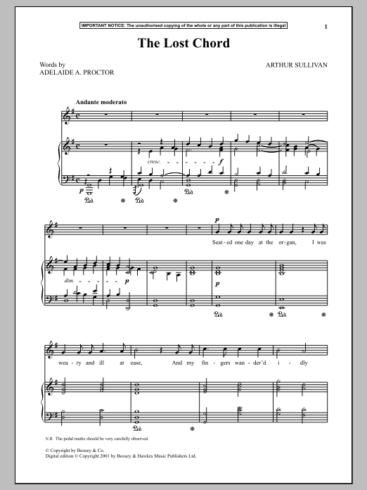Arthur Sullivan The Lost Chord Sheet Music