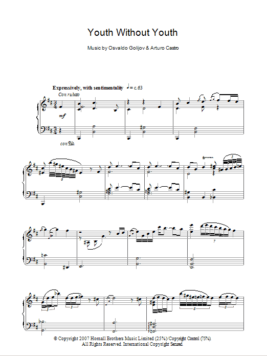 Arturo Castro Youth Without Youth (Youth Without Youth) Sheet Music