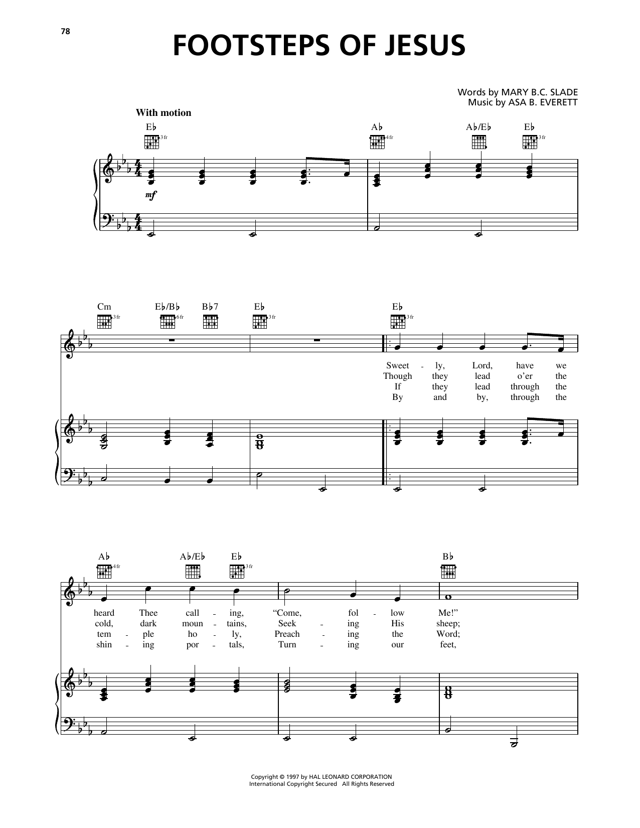 Asa B. Everett Footsteps Of Jesus Sheet Music