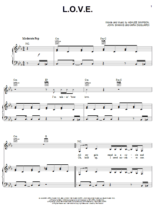 Ashlee Simpson L.O.V.E. Sheet Music