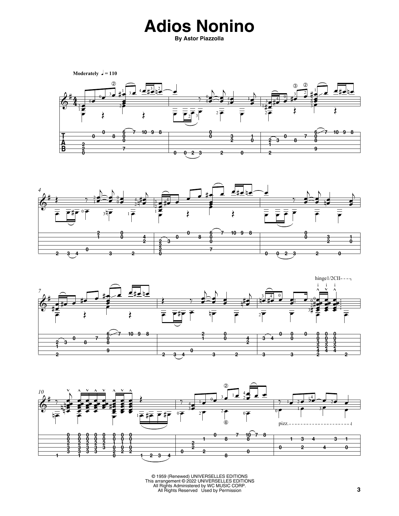Astor Piazzolla Adios Nonino (arr. Celil Refik Kaya) Sheet Music