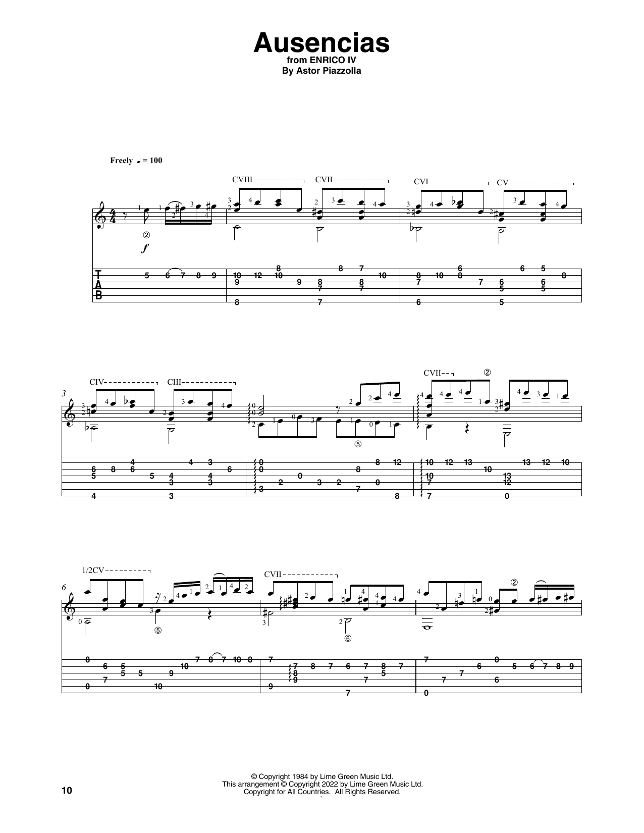 Astor Piazzolla Ausencias (arr. Celil Refik Kaya) Sheet Music