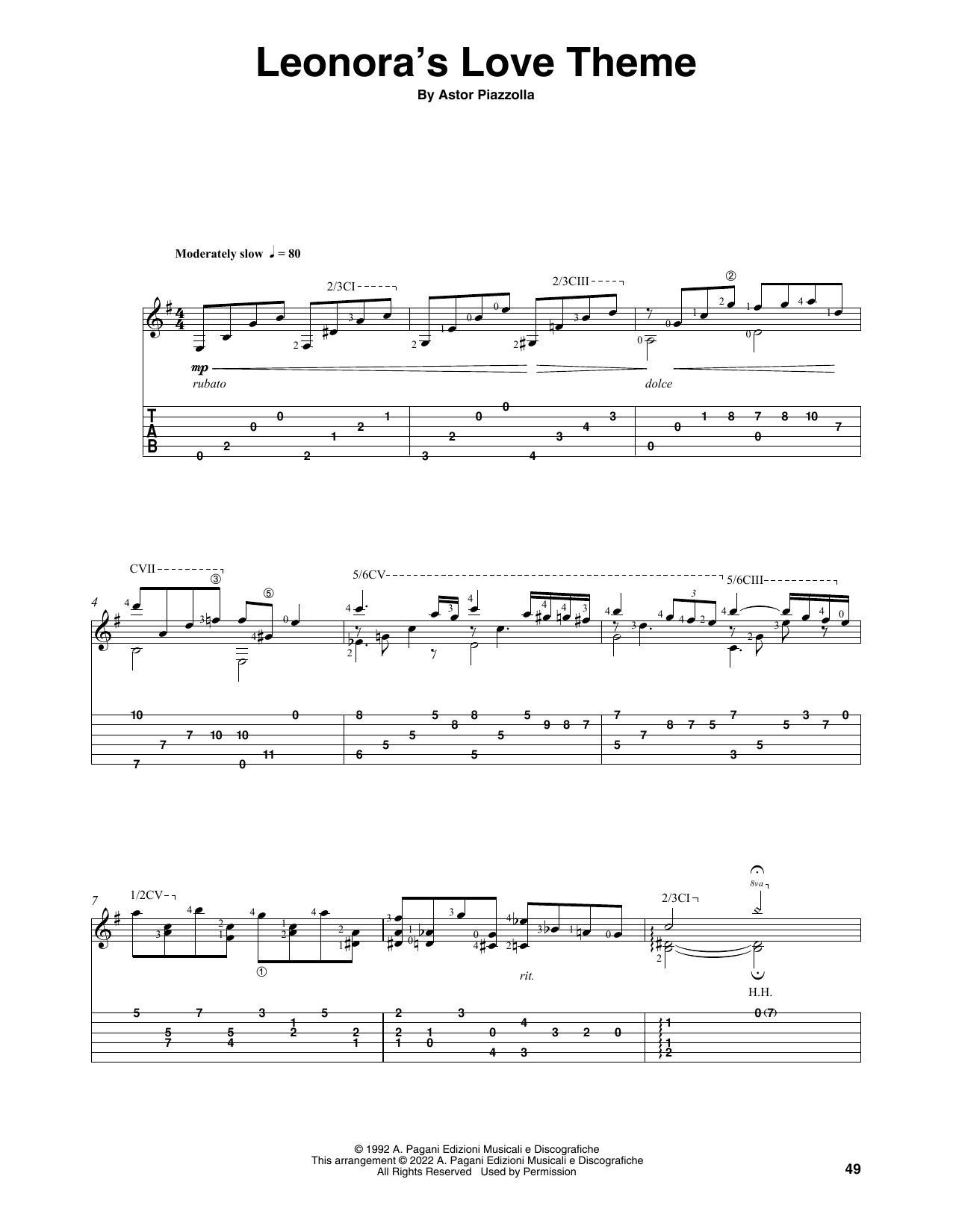 Astor Piazzolla Leonora's Love Theme (arr. Celil Refik Kaya) Sheet Music