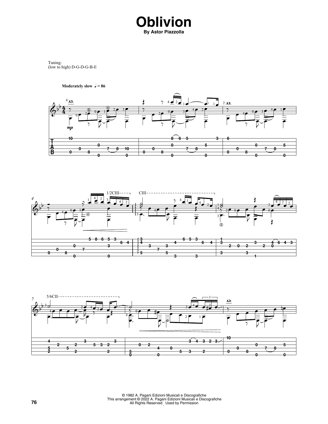 Astor Piazzolla Oblivion (arr. Celil Refik Kaya) Sheet Music