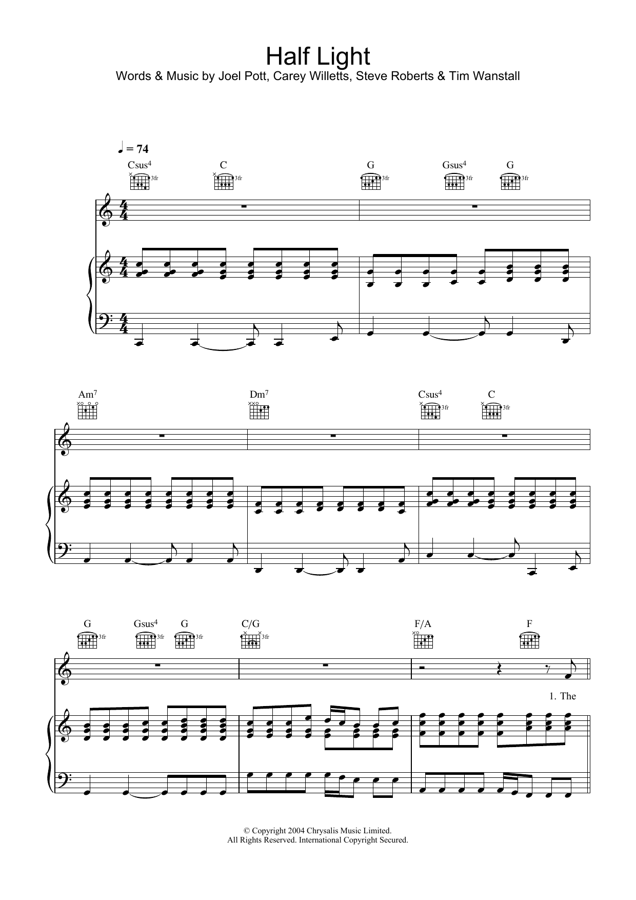 Athlete Half Light Sheet Music