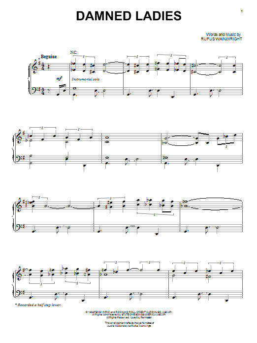 Audra McDonald Damned Ladies Sheet Music