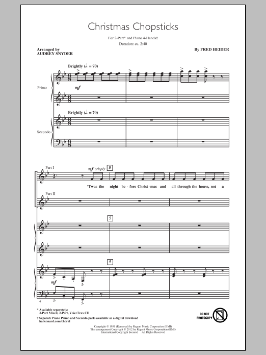 Audrey Snyder Christmas Chopsticks Sheet Music