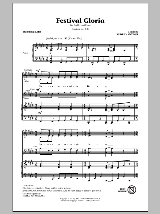 Audrey Snyder Festival Gloria Sheet Music