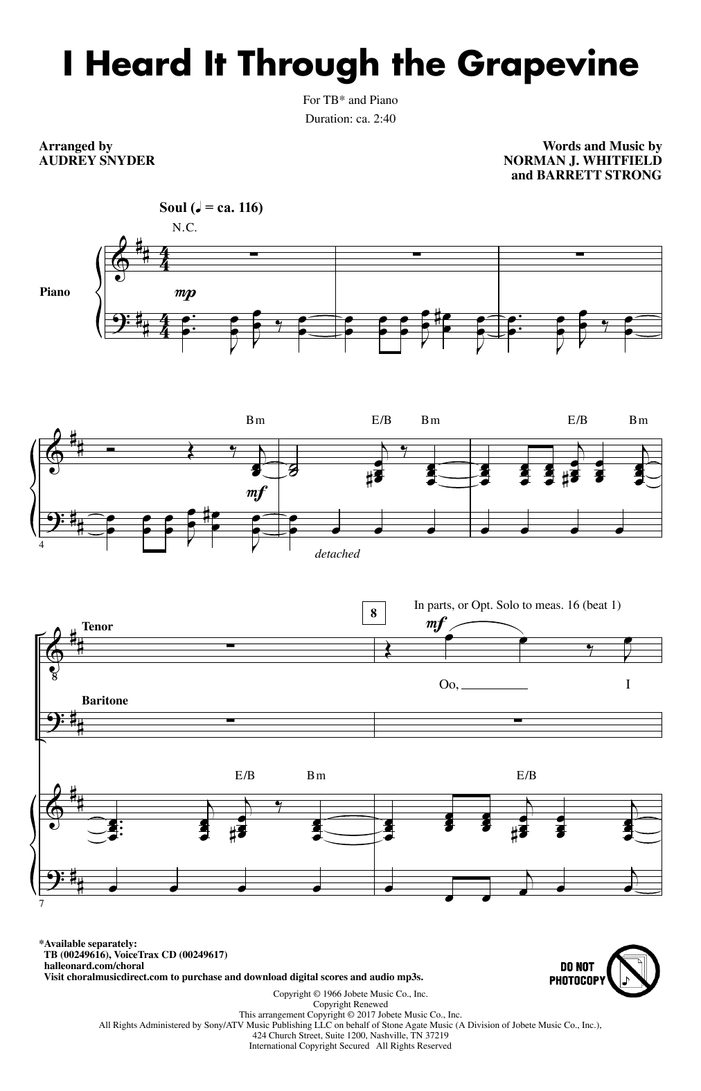 Audrey Snyder I Heard It Through The Grapevine Sheet Music