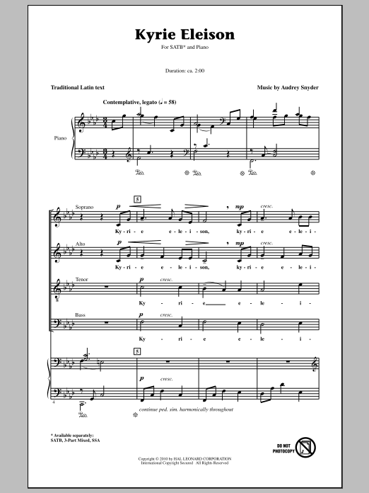 Audrey Snyder Kyrie Eleison Sheet Music