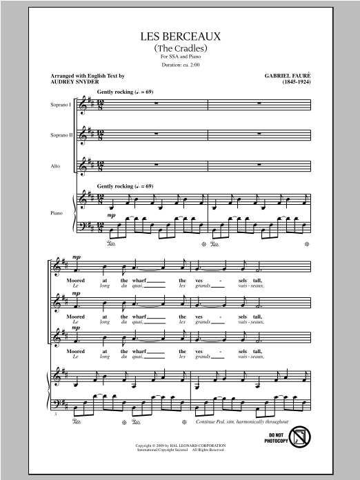Audrey Snyder Les Berceaux (The Cradles) Sheet Music