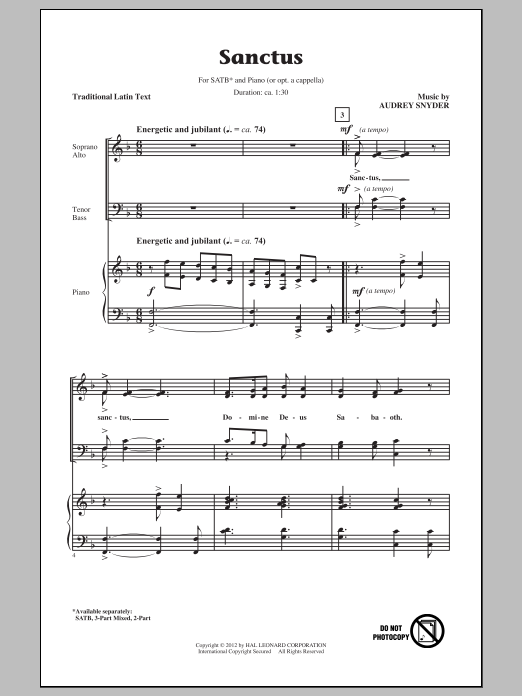 Audrey Snyder Sanctus Sheet Music