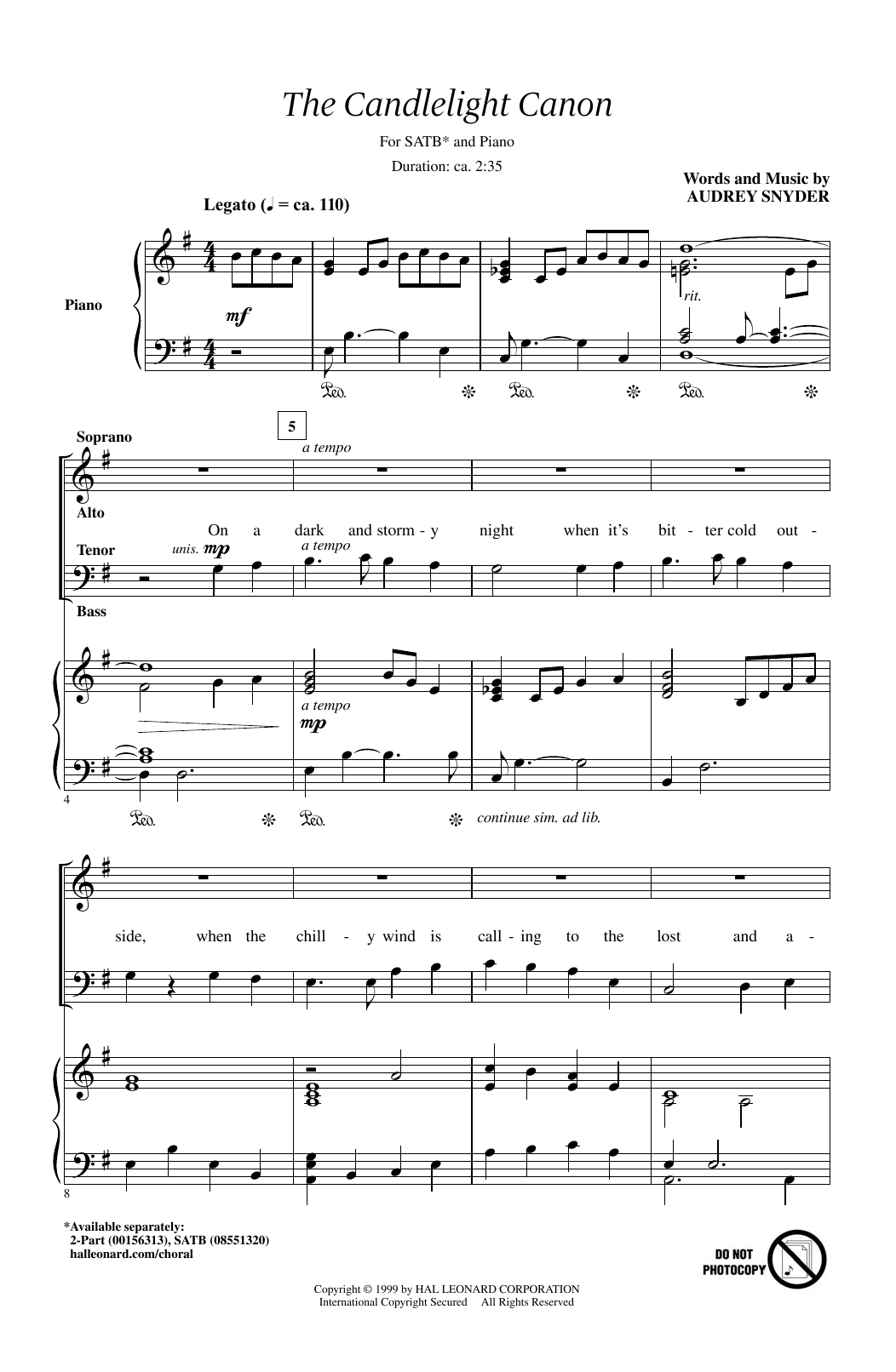 Audrey Snyder The Candlelight Canon Sheet Music