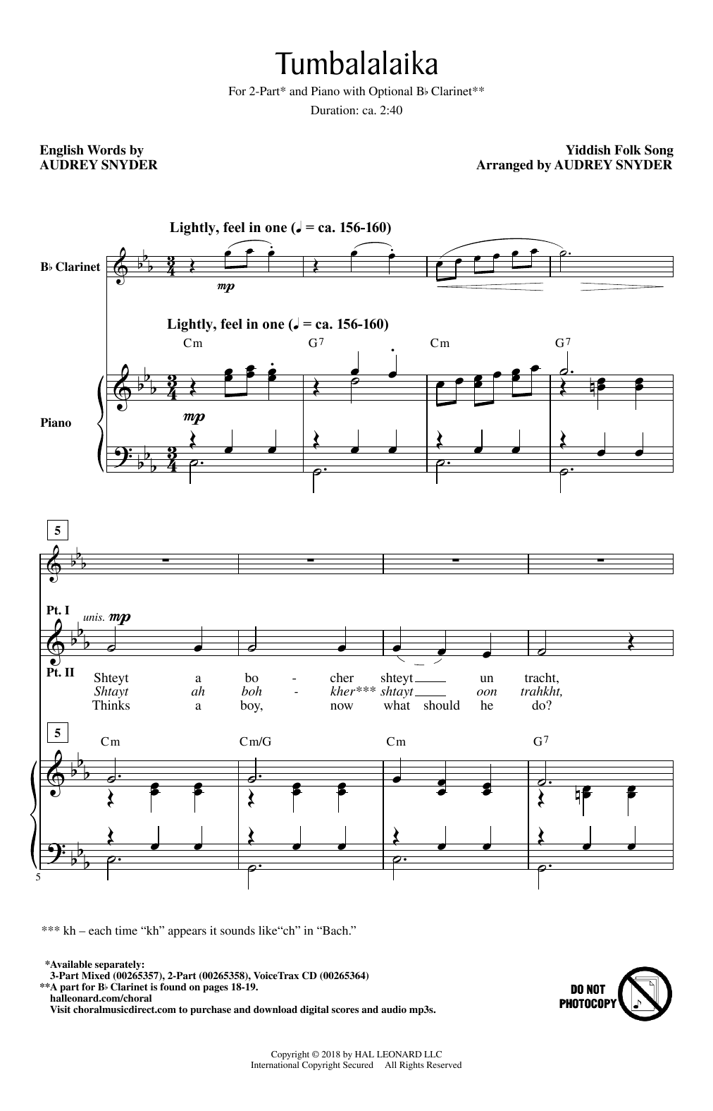 Audrey Snyder Tumbalalaika Sheet Music