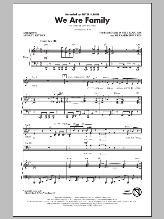 Audrey Snyder We Are Family Sheet Music