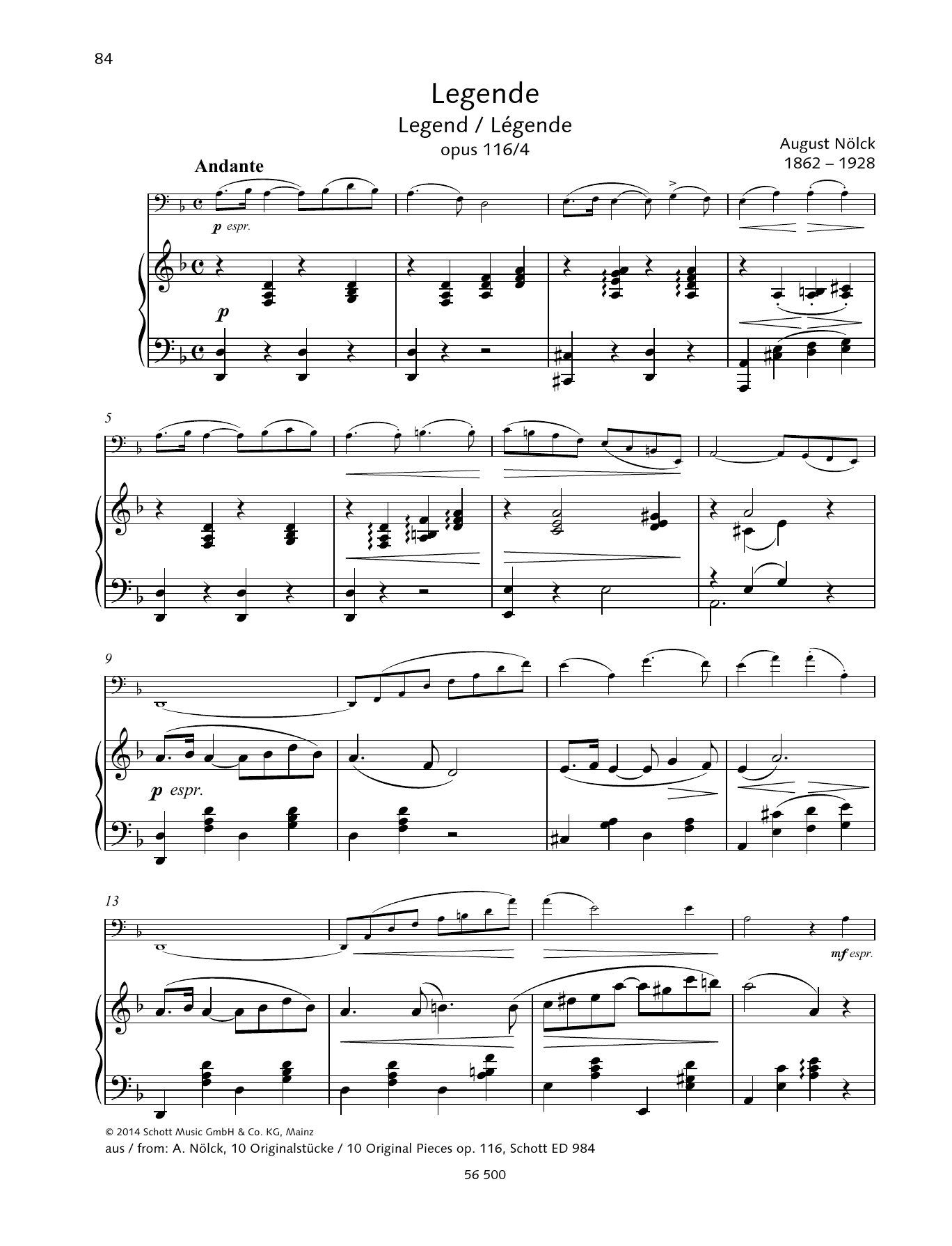 August Nölck Legende Sheet Music