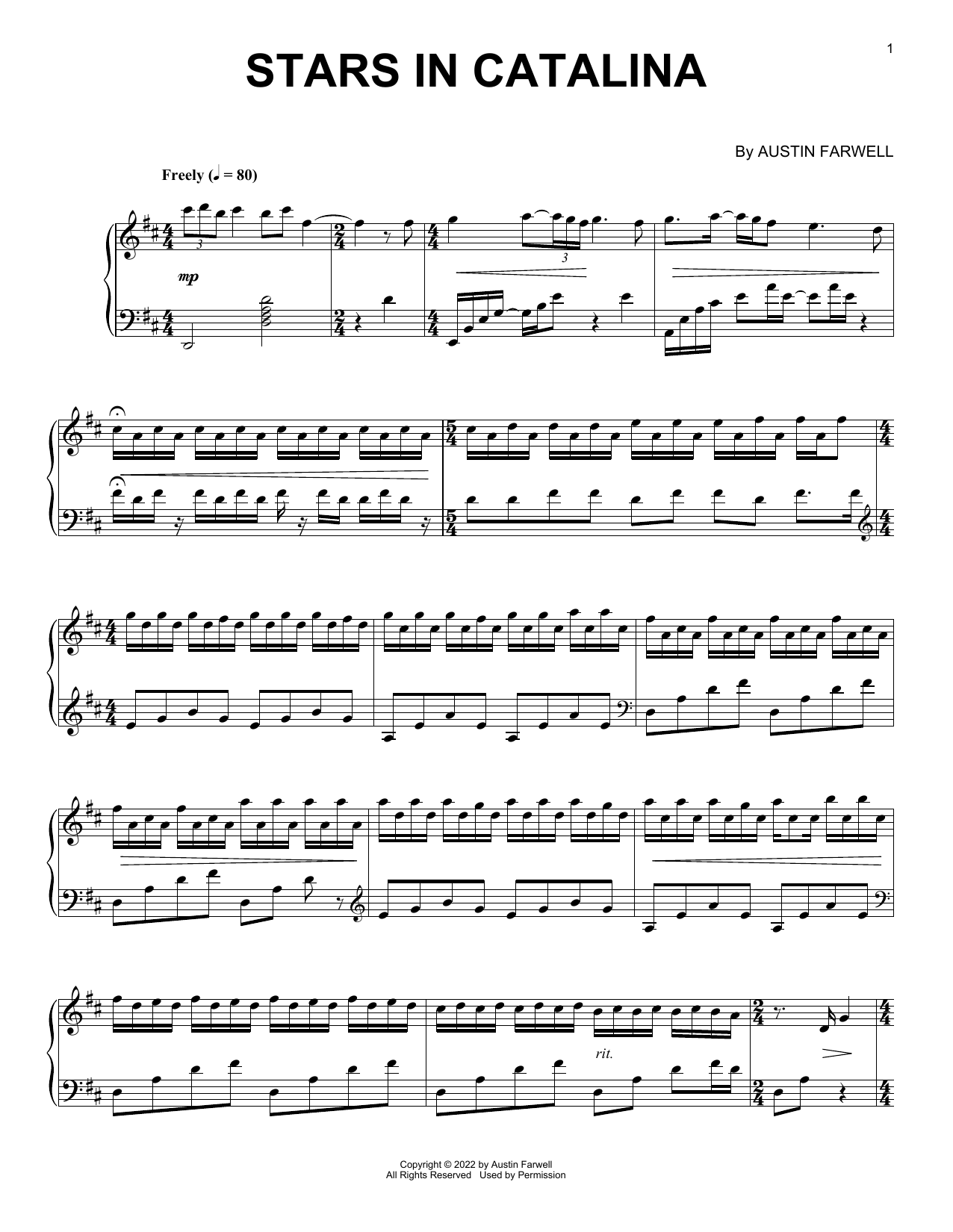 Austin Farwell Stars In Catalina Sheet Music