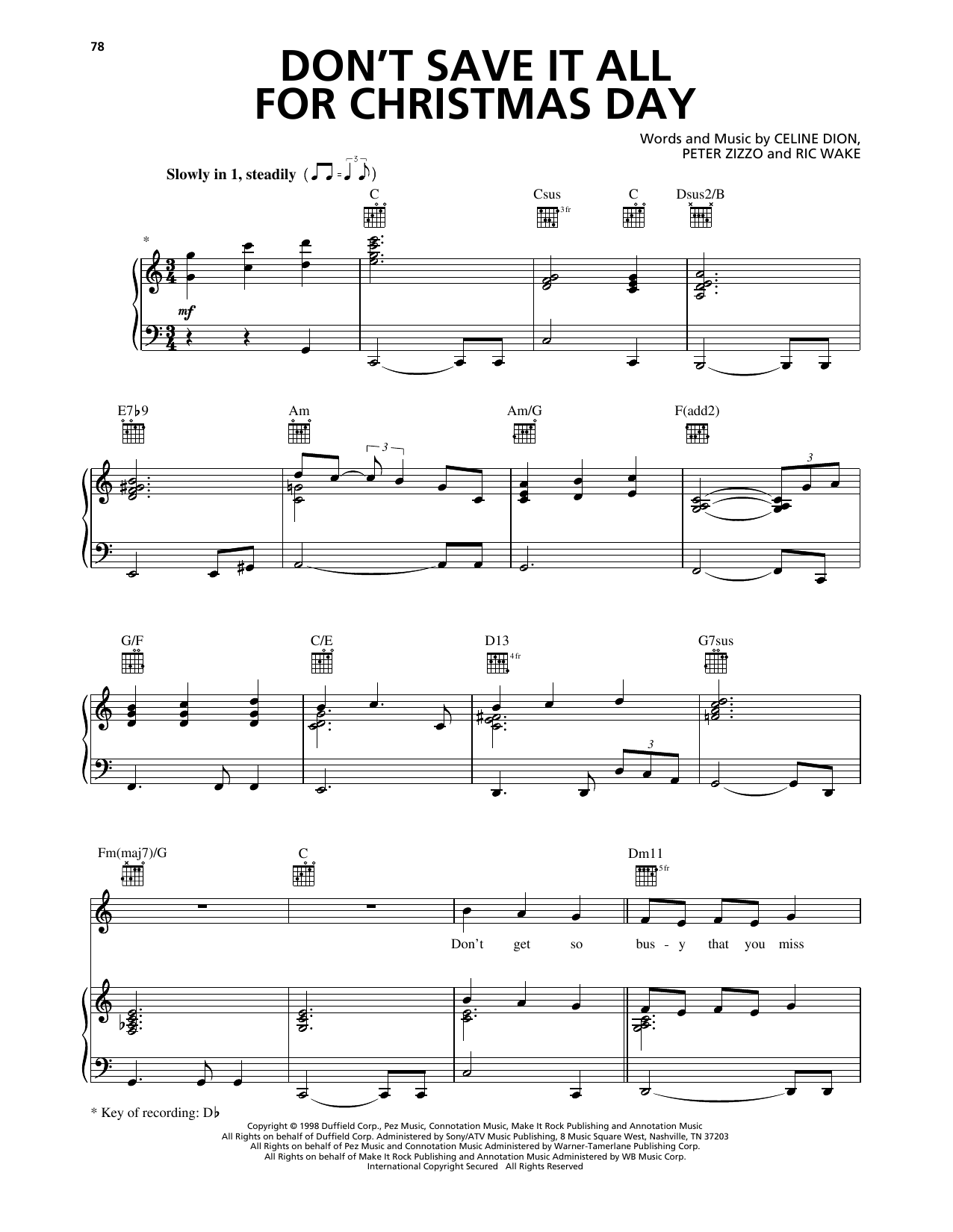 Avalon Don't Save It All For Christmas Day Sheet Music