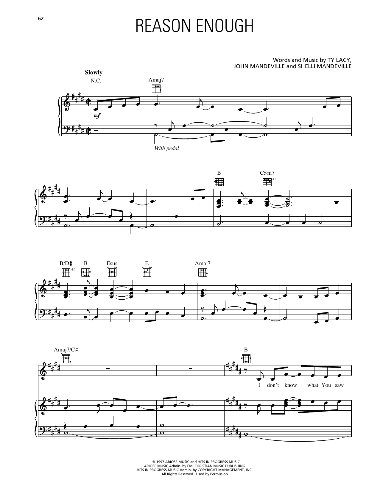 Avalon Reason Enough Sheet Music