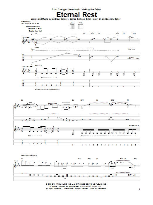Avenged Sevenfold Eternal Rest Sheet Music