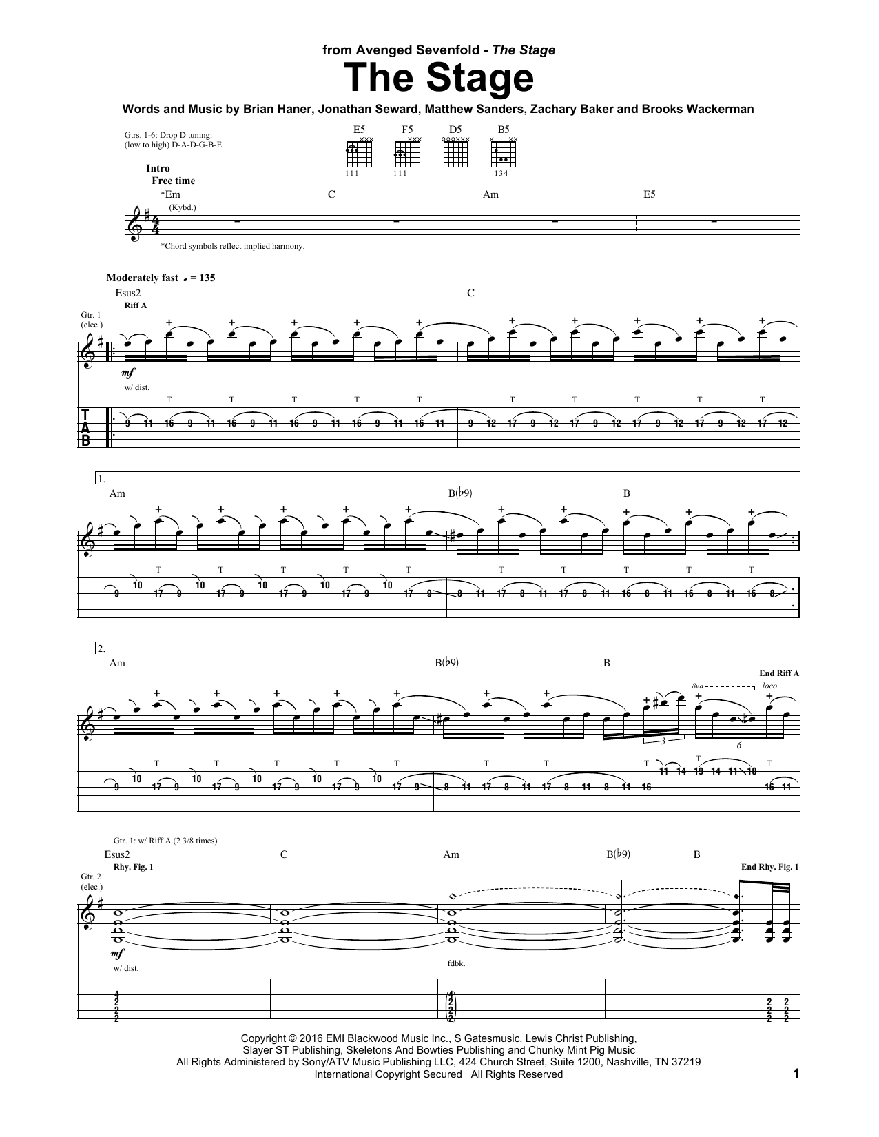 Avenged Sevenfold The Stage Sheet Music