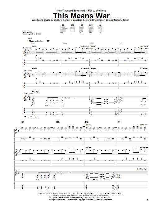 Avenged Sevenfold This Means War Sheet Music