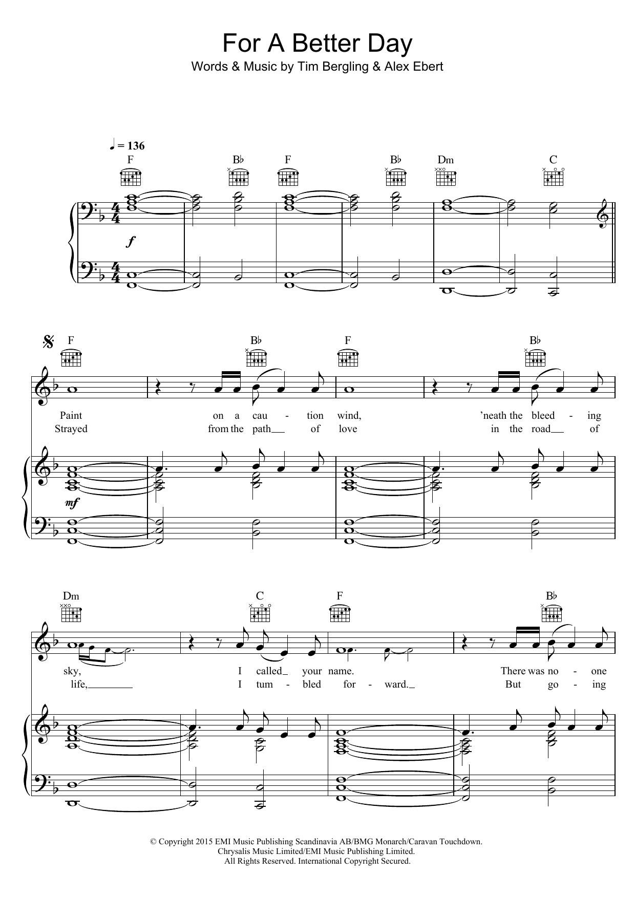 Avicii For A Better Day Sheet Music