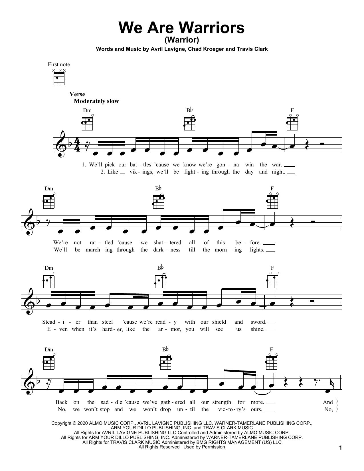 Avril Lavigne We Are Warriors (Warrior) Sheet Music