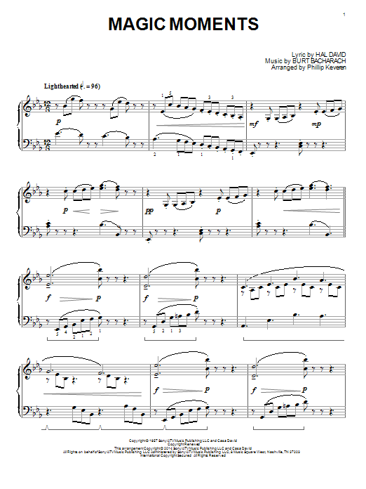 Bacharach & David Magic Moments (arr. Phillip Keveren) Sheet Music