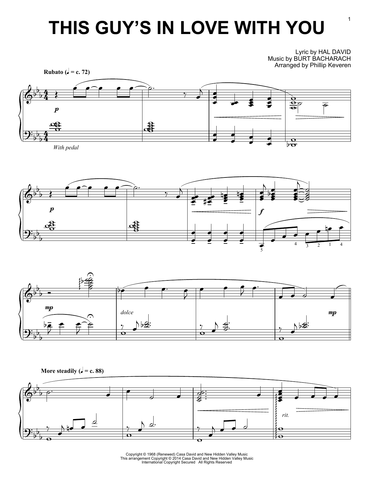 Bacharach & David This Guy's In Love With You (arr. Phillip Keveren) Sheet Music