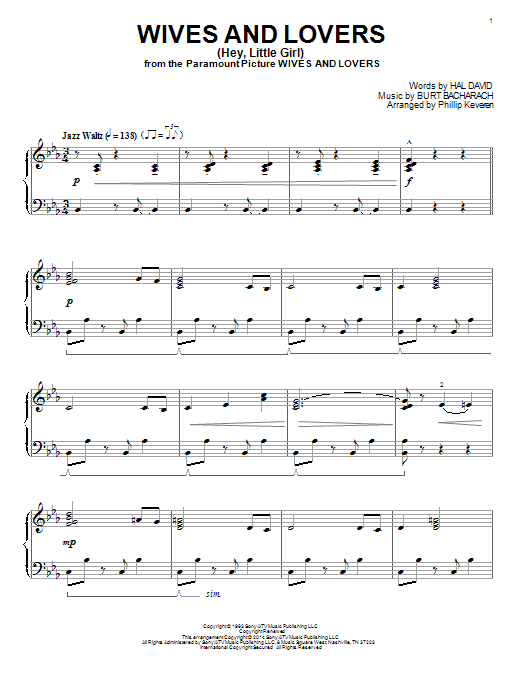 Bacharach & David Wives And Lovers (Hey, Little Girl) (arr. Phillip Keveren) Sheet Music