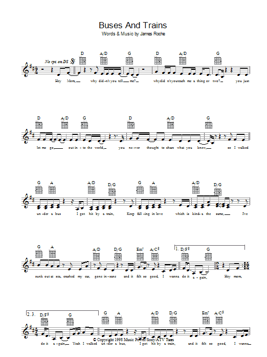 Bachelor Girl Buses And Trains Sheet Music