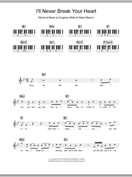 Backstreet Boys I'll Never Break Your Heart Sheet Music