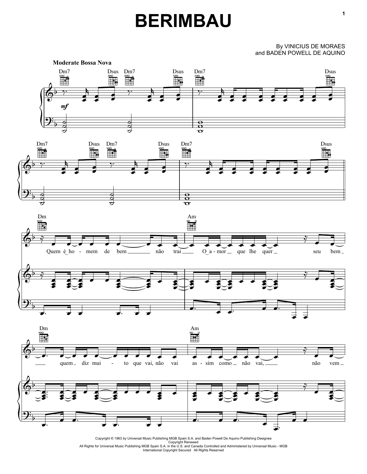 Baden Powell De Aquino Berimbau Sheet Music