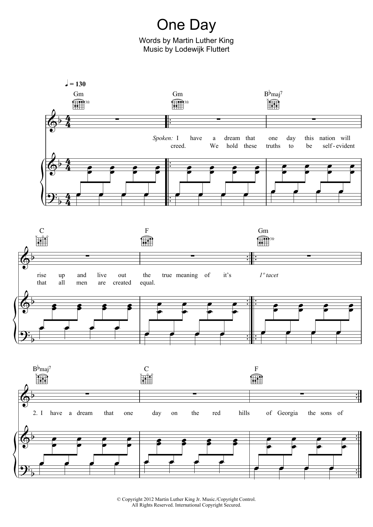 Bakermat One Day (Vandaag) Sheet Music