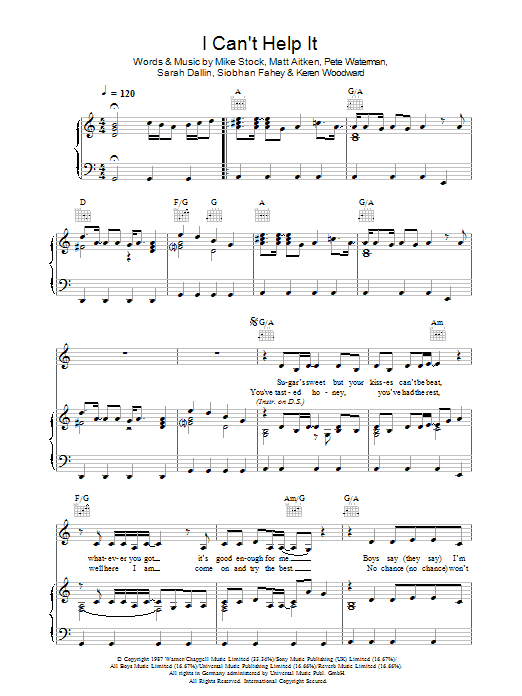 Bananarama I Can't Help It Sheet Music