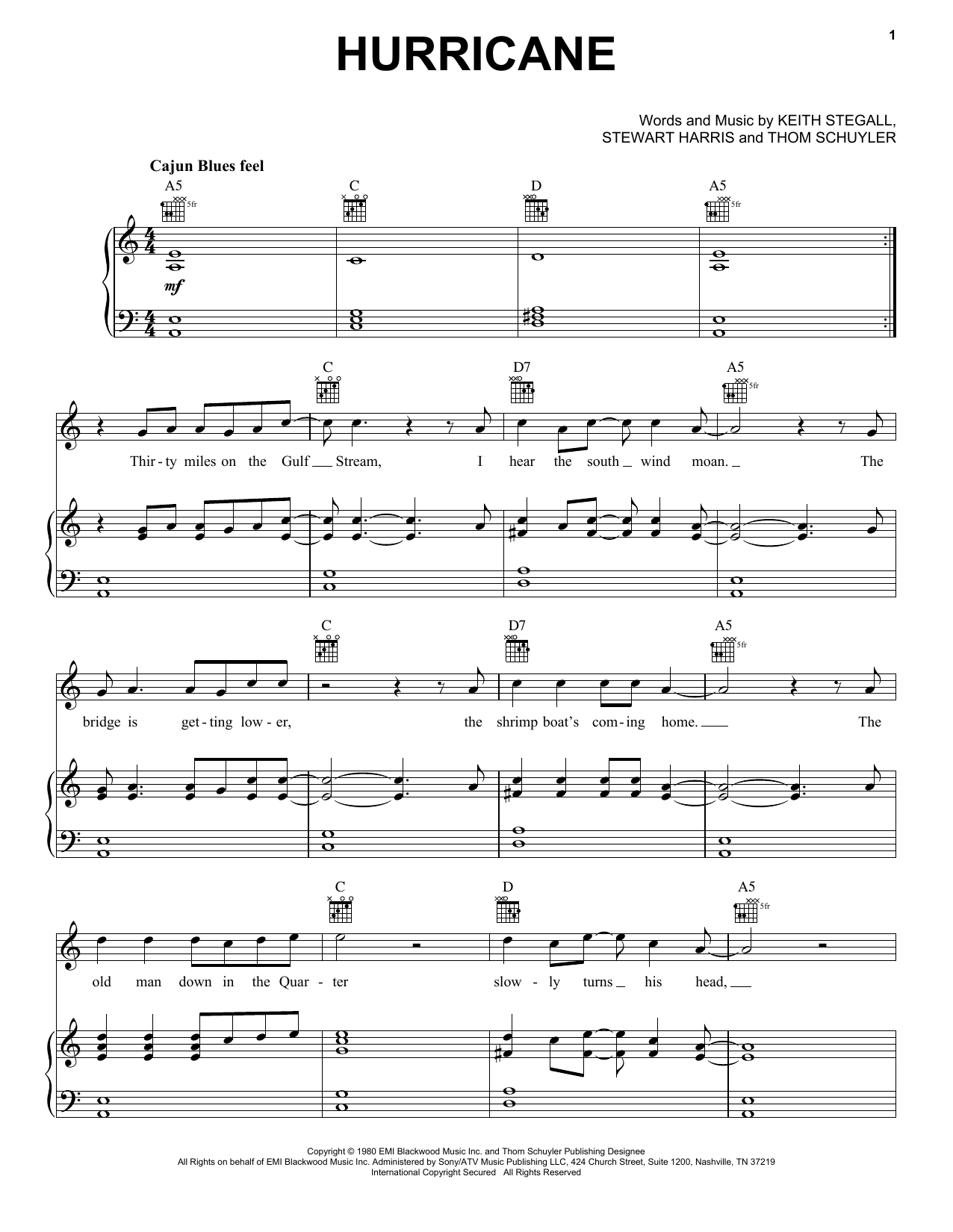 Band Of Heathens Hurricane Sheet Music